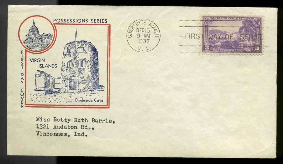 802 VIRGIN ISLANDS FDC CHARLOTTE AMALIE, VI PLANTY P4 FIDELITY CACHET - Image 1 of 1