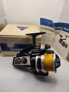 HTF Vintage Olympic lg dx n. Mulinello da spinning 4 con scatola - Foto 1 di 16