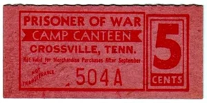 USA WWII POW Camp Chit: Crossville, Tennessee: 5 Cents - Picture 1 of 1