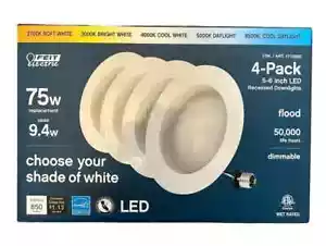 Feit Electric 5-6 inch Led Recessed Dimmable Downlights Multiple Shades - 4 Pack - Picture 1 of 1