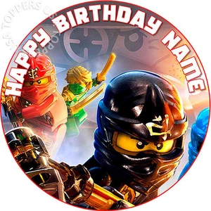 EDIBLE Lego Ninjago Birthday Party Cake Topper Wafer Paper round 7.5" (uncut) - Picture 1 of 4