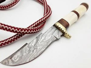 DAMAST JAGD CAMPING SCHARFE KLINGE TAKTISCHES OUTDOOR BOWIE MESSER KNOCHENSCHEIDE - Bild 1 von 7