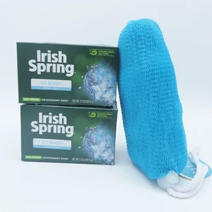 IRISH SPRING ICY BLAST SOAP 3.7 OZ 2 PACK & SOAP SAVER POUCH! - Picture 1 of 1