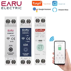 Tuya Wifi Smart Leitungsschutzschalter MCB 1P+N 63A Timer Leistung Energie kWh Spannung Curr - Bild 1 von 22
