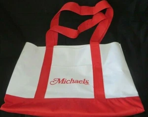 Nw/oT Leed's "Michaels" Beige with Red Accents Large Tote Bag 12" tall, 18" wide - Picture 1 of 3