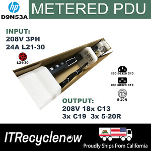 New HP Metered PDU D9N53A 3P 8.6kVA L21-30P 24A 120-208V 24 Outlets 3xC19 18xC13