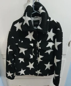 With The Girls By Avec Les Filles Sherpa Black Trucker Jacket Women’s Size S - Bild 1 von 7