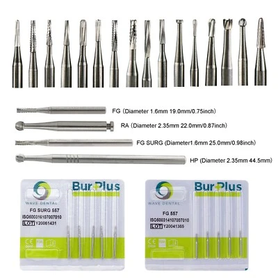 Bur de carburo de tungsteno dental Wave FG FG SURG RA HP Midwest Prima fisura redonda  Foto 1 de 4