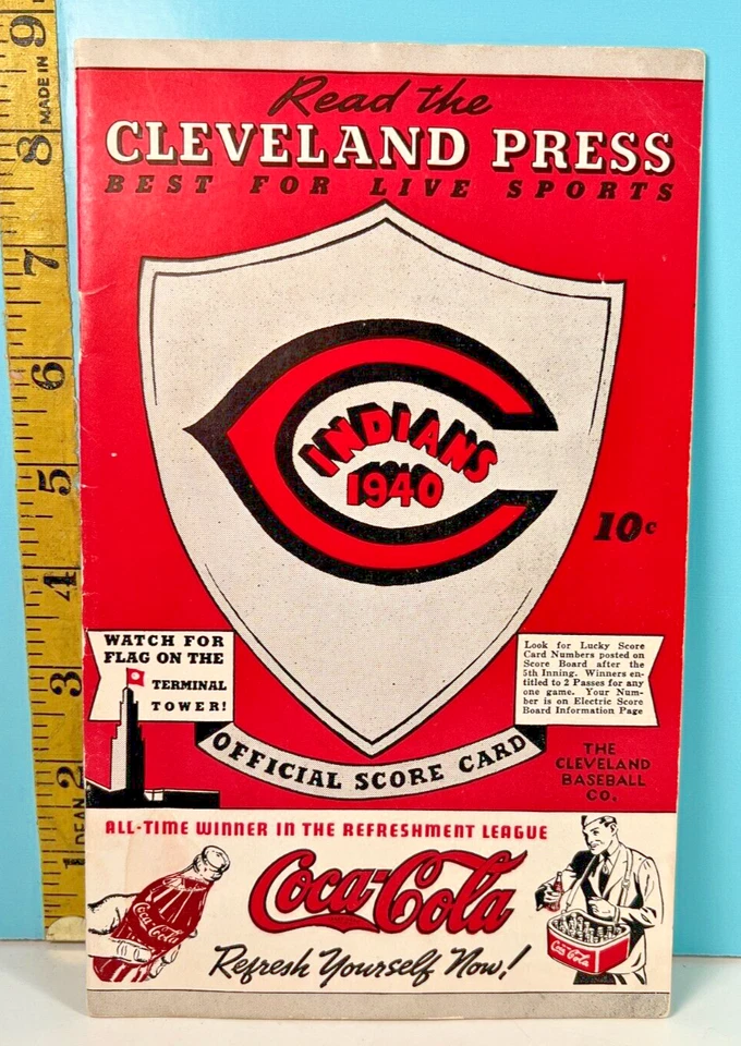 4 Aug. 1940 Cleveland Indians Program vs Yankees Bob Feller Career Win #73 - Image 1 of 4
