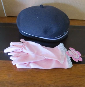Gymboree 100% Wool Beret Black Size L/XXL with Pink Gloves Easter - Picture 1 of 4