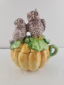 Carraro Pumpkin Lidded Dish With Two Owls - Picture 1 of 24