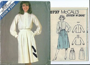 M 8737 sewing pattern Fab pleated SKIRT Pullover BLOUSE sew UNCUT sizes 8,10,12  - Picture 1 of 1