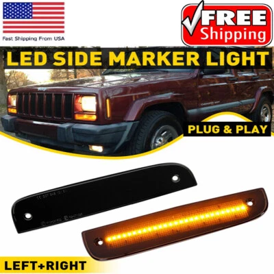 Luces de señalización laterales LED para parachoques delantero ahumado Jeep Cherokee 1997-2001 EE. UU. Foto 1 de 4