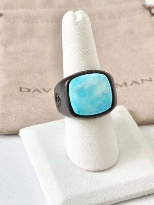 Anillo David Yurman Para Hombre Turquesa Titanio Piedra Exótica Banda Talla 9US Foto 1 de 4