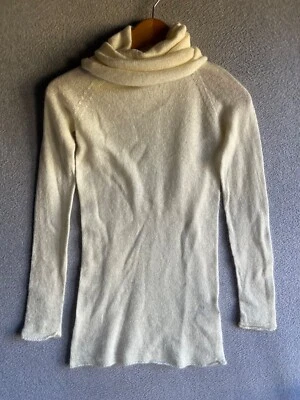 ZARA Knit Sweater Womens Size Small Ivory Turtleneck Mohair Wool Made in Spain - Image 1 of 4