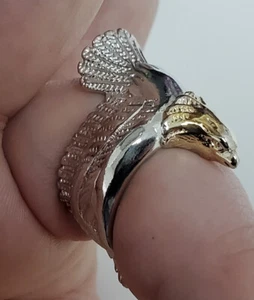 Adler Gold Silber Ring verstellbar fliegender Greifvogel amerikanischer alter Fangzahn Retro UK - Bild 1 von 12
