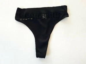 Shirley of Hollywood Black Microfibre Thong Size S/M Designer Lingerie Knickers - Picture 1 of 11