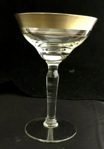 CHAMPAGNE SHERBERT GLASSES 5 3/4” TALL WITH GOLD RIM - Picture 1 of 5