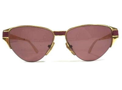 Vintage Vogue Sunglasses JULIE Gold Red Geometric Frames Purple Lenses 55-15-125 - Image 1 of 4