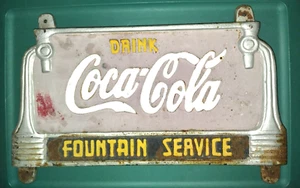 Coca-Cola Cast Iron Fountain Service Advertising Bench Sign Heavy Duty 1930's :) - Picture 1 of 4