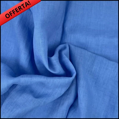 TESSUTO 100% PURO LINO PER TENDE PATCHWORK ABBIGLIAMENTO AL METRO CELESTE