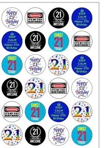24 Precut Happy 21st Twenty One Birthday Niño Hombre Cupcake Cake Toppers - Imagen 1 de 1