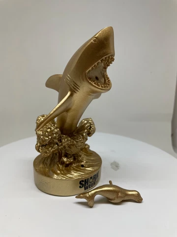 Shark Week: Great White Gold Color Shark Bobblehead On Gold Base Stalking a Seal Cover