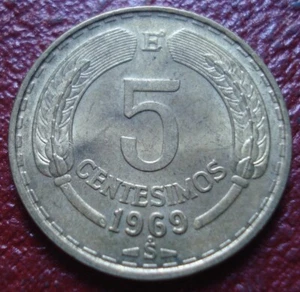 1969 CHILE 5 CENTESIMOS IN AU CONDITION - Picture 1 of 2