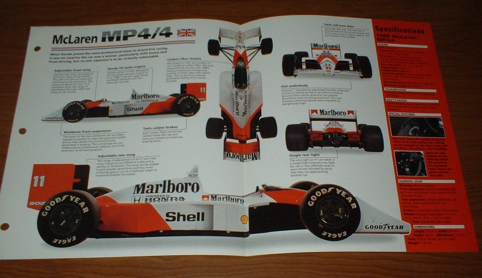 1988 MCLAREN MP4/4 ORIGINAL IMP BROCHURE 88 SPECS INFO GRAND PRIX F1 Marlboro - Image 1 of 1