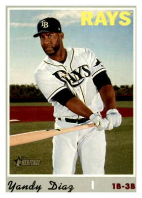 2019 Topps Heritage High Number #636 Yandy Diaz Tampa Bay Rays - Image 1 of 2