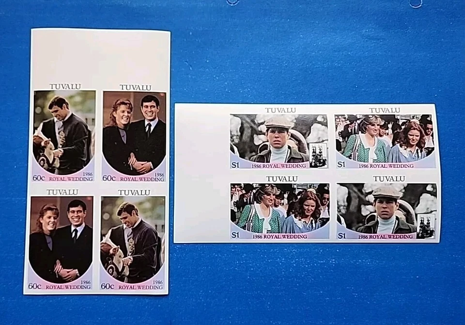 Estampillas de Tuvalu, bloques imperf Scott 381-382 MNH Foto 1 de 1