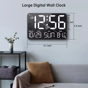 Reloj de Pared LED Digital Grande Pantalla Jumbo con Calendario Temperatura Reloj de Escritorio - Imagen 1 de 14