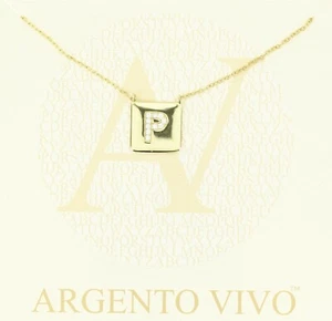 ARGENTO VIVO Gold Cubic Zirconia Initial 'P' Pendant Necklace 133481 - Picture 1 of 3