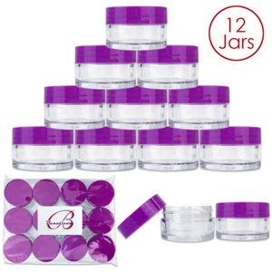 Beauticom® (12 Stück) 20g/20ml Runde Klar Kunststoff Nachfüllgläser mit Lila Deckel - Bild 1 von 5