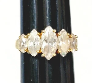 Vintage Espo Rhinestone Anniversary Ring Size 6 14KT GEP Glass Band r-50 - Picture 1 of 8