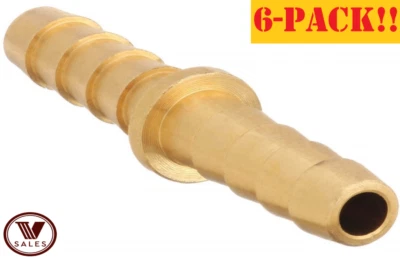 6-PACK!! FACTORY NEW!  178-0404C Brass Hose Mender/Splicer 1/4" Barb x 1/4" Barb - Image 1 of 3