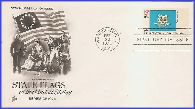 USA3 #1637 U/A ARTCRAFT 5 FDC   Connecticut State Flag - Image 1 of 1