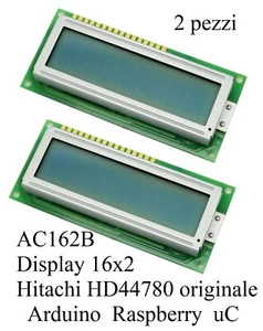 2pezzi Display LCD 16x2 AMPIRE AC162B revA Hitachi HD44780 Arduino Raspberry PIC - Imagen 1 de 5