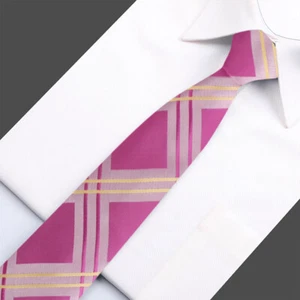 Dan Smith DAE7C02G Hot Pink Patterned Shandmade Presents Idea Style Slim Ties - Picture 1 of 4