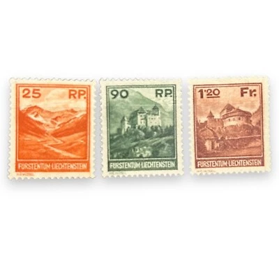 Liechtenstein 1933 Mi# 119-121 LH Stamps Set Landscapes - Image 1 of 4