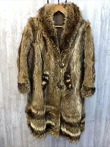 Antique 3/4 Length Women’s Coyote Fur Coat Lined Original Buttons M-L Mountain - Picture 1 of 24
