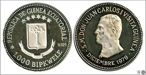 Guinée Équatoriale 1000 Bipkwele 1979 (80) / Juan Carlos I / 12,50 Gr. Argent Pr - Picture 1 of 1