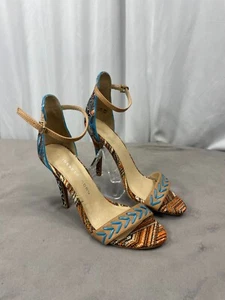Chinese Laundry Stiletto Strappy Heels Womens Size 9 Multicolor Tribal Print - Picture 1 of 13