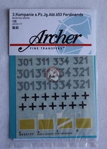 Marcas Ferdinand Archer 1/35 3. Kompanie s.Pz.Jg.Abt.653 (4 vehículos) AR35177 - Imagen 1 de 1