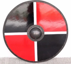 Escudo sajón/vikingo de madera negro y rojo - Disfraz y recreación de contacto completo - Imagen 1 de 2