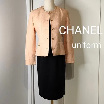 CHANEL Conjunto Traje Chaqueta Vestido 100% Lana Rosa Beige x Negro Talla 7A Para Mujer Foto 1 de 4