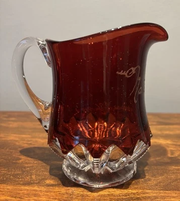 EAPG: George Duncan Zipper Slash Ruby Stain Creamer: Syracuse, NY 1908 "Kate" - Image 1 of 4