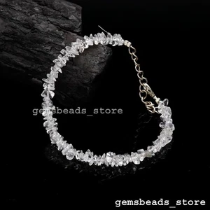 Bracciale in argento sterling 925 cristallo bianco 4-6 mm punta pepite... - Foto 1 di 10