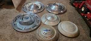 (6) Vintage GM Chevy Hubcaps 55 Truck Poverty Cap Impala Wall Hanger Art Hot Rod - Picture 1 of 12