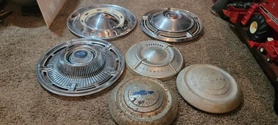 (6) Vintage GM Chevy Hubcaps 55 Truck Poverty Cap Impala Wall Hanger Art Hot Rod - Image 1 of 4